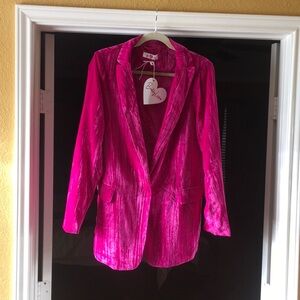 Bright Pink Velvet Blazer by [Buddy Love S